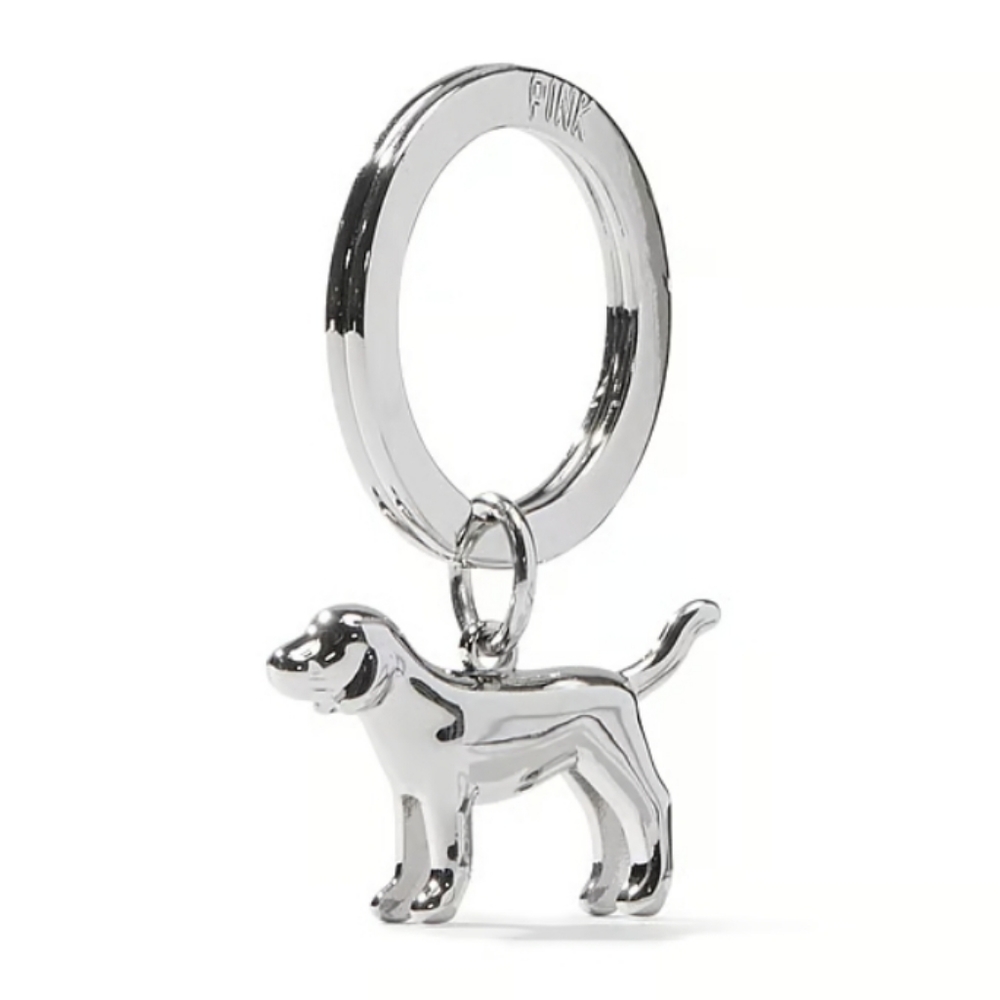 Victoria's Secret PINK Silver Metal Dog Keychain Keyring